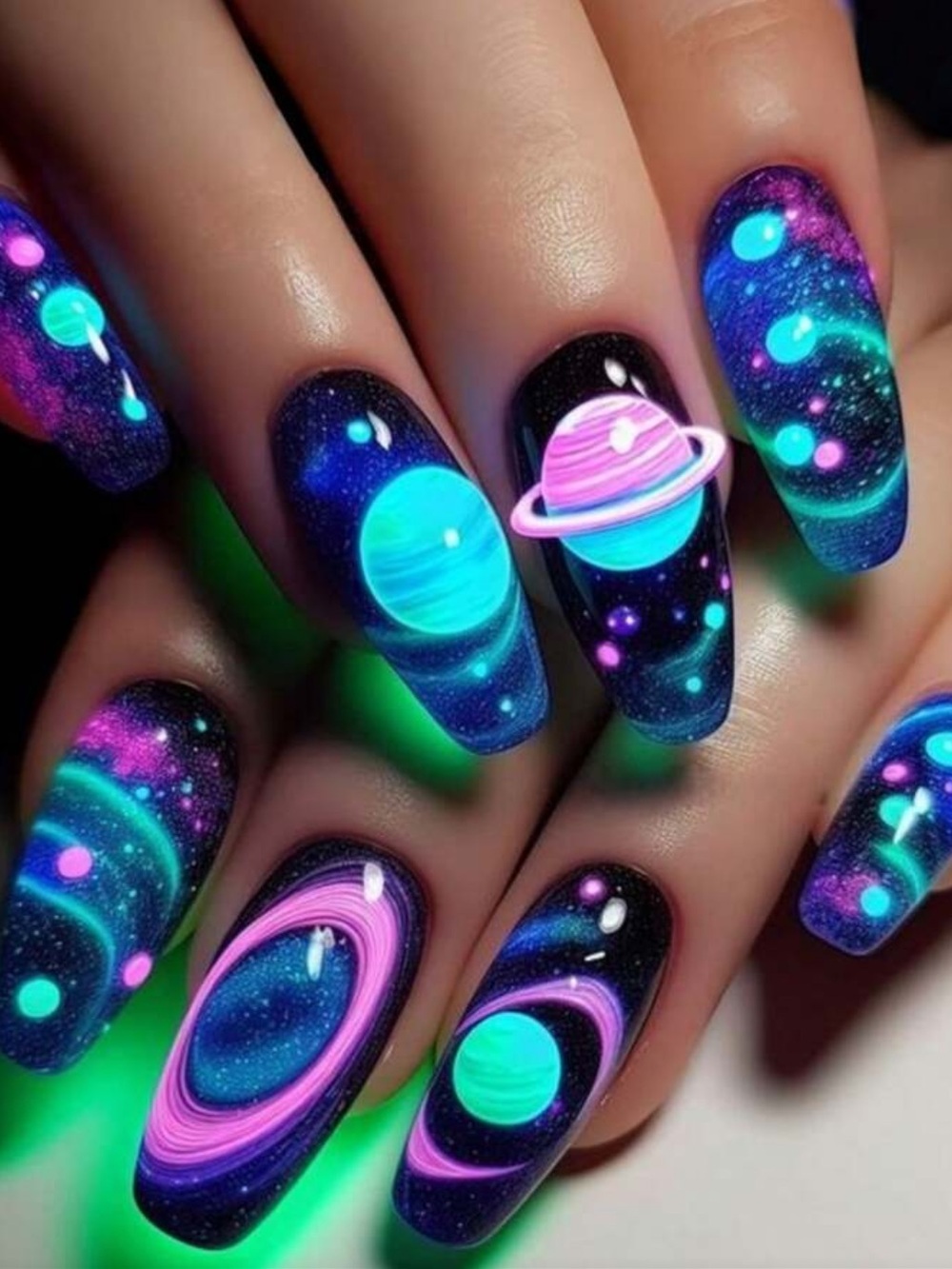 Galaxy Planet 24 pc Fake Nails Set